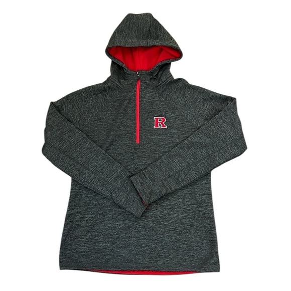 Coliseum Athletics Rutgers 1/4 Zip Performance Hoodie Unisex XL Black/Red Knight - Picture 1 of 10